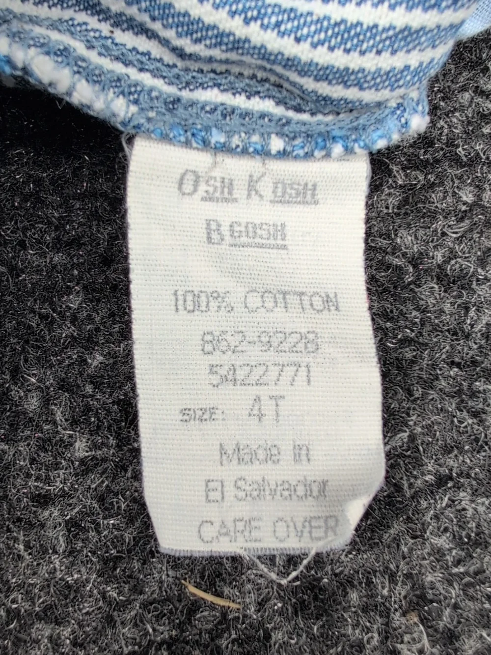 Vtg Osh Kosh BGosh Vestbak Coveralls Toddler Size 4T Blue White Striped Denim 90